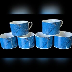 Vtg Denim Look Coffee Mugs Cups Circa 1996 By Invitations Set Of 6 Cowgirl Kitch